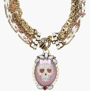 Betsy Johnson daisy skull chain choker necklace